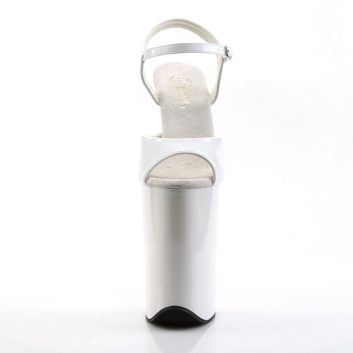 Pleaser Infinity-909 W/M - Lesklé bílé sandály na vysoké platformě