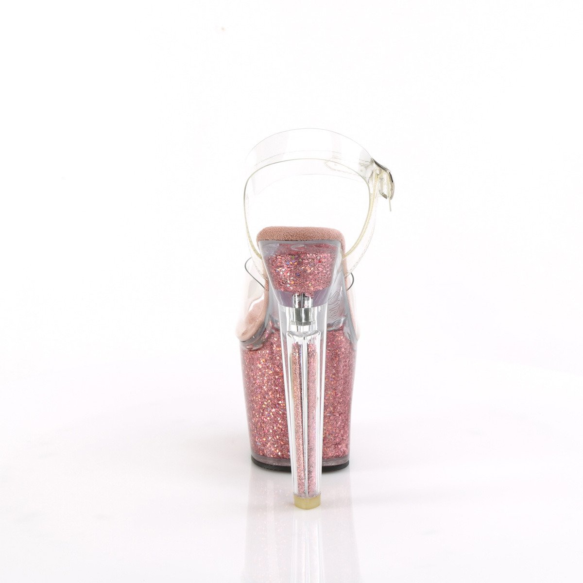 Pleaser Lovesick-708SG C/PNKG - Průhledné sandály na vysoké platformě