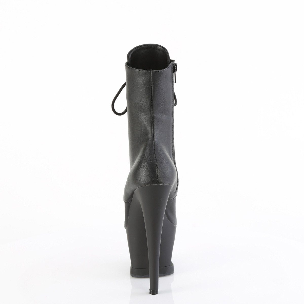 Pleaser Moon-1020SK BPU/B-PW - Černé kotníkové kozačky na vysoké platformě