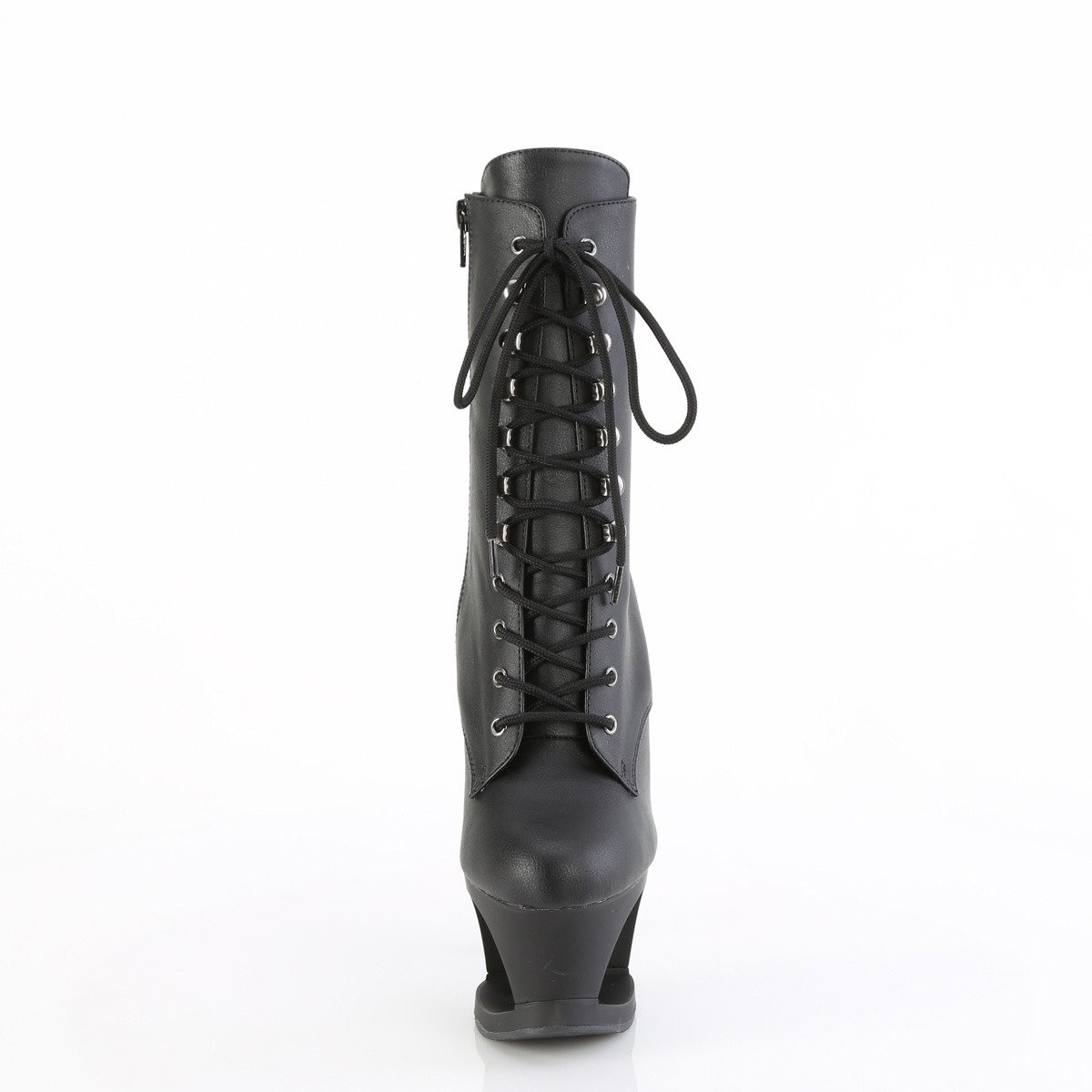 Pleaser Moon-1020SK BPU/B-PW - Černé kotníkové kozačky na vysoké platformě