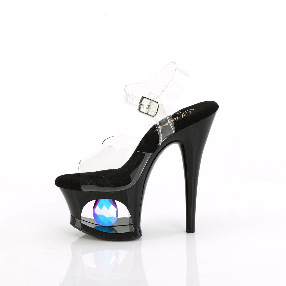 Pleaser Moon-708DIA C/B - Průhledné sandály na vysoké platformě