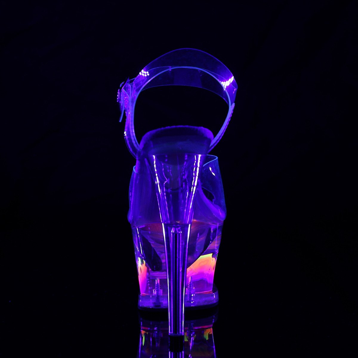 Pleaser Moon-708FLM C/M - Průhledné sandály na vysoké platformě