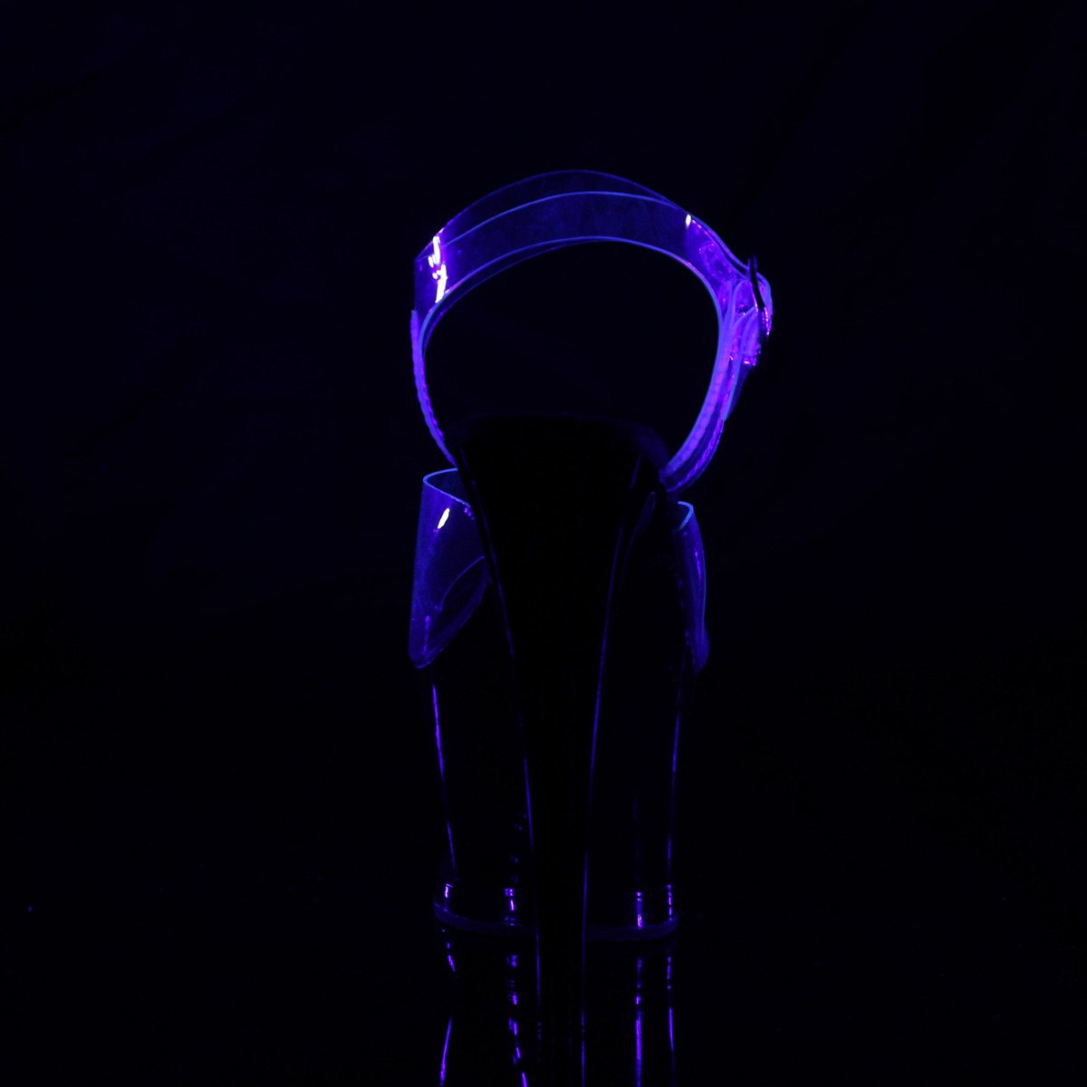 Pleaser Moon-708FLM C/B - Průhledné sandály na vysoké platformě