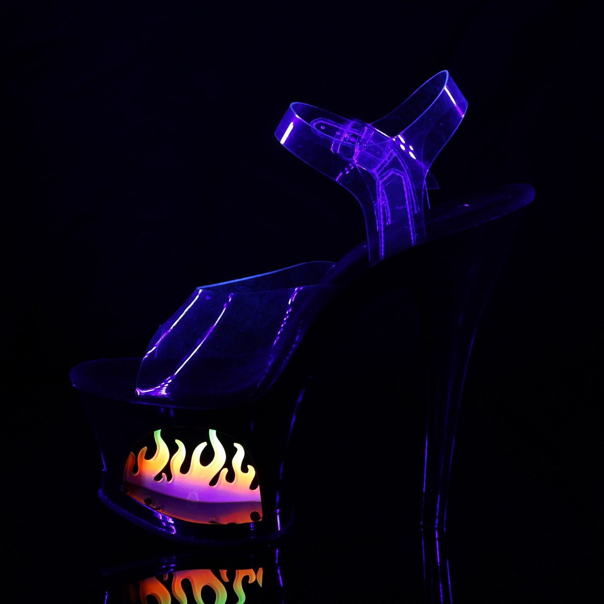 Pleaser Moon-708FLM C/B - Průhledné sandály na vysoké platformě