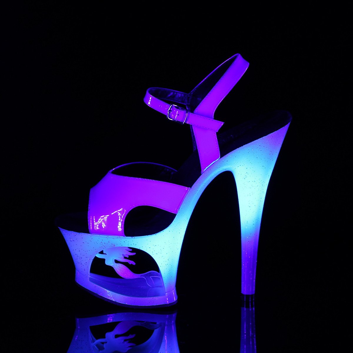 Pleaser Moon-711MER BLU/M - Modré sandály na vysoké platformě