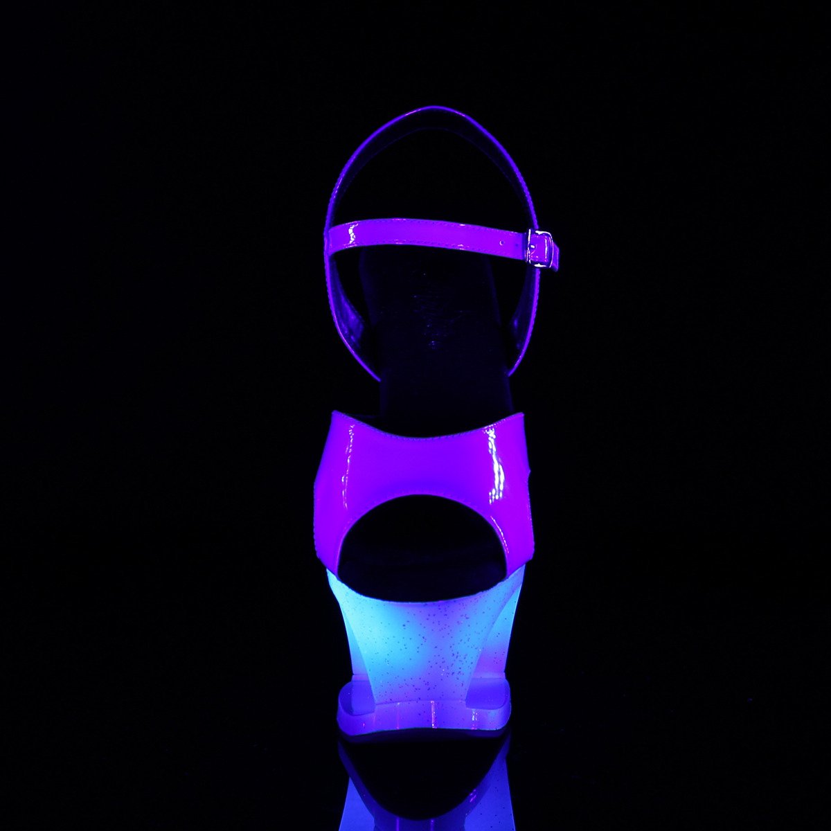 Pleaser Moon-711MER BLU/M - Modré sandály na vysoké platformě