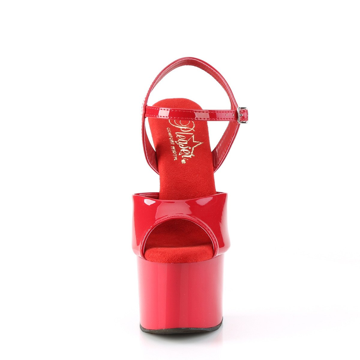 Pleaser Passion-709 R/M - Lesklé červené sandály na vysoké platformě