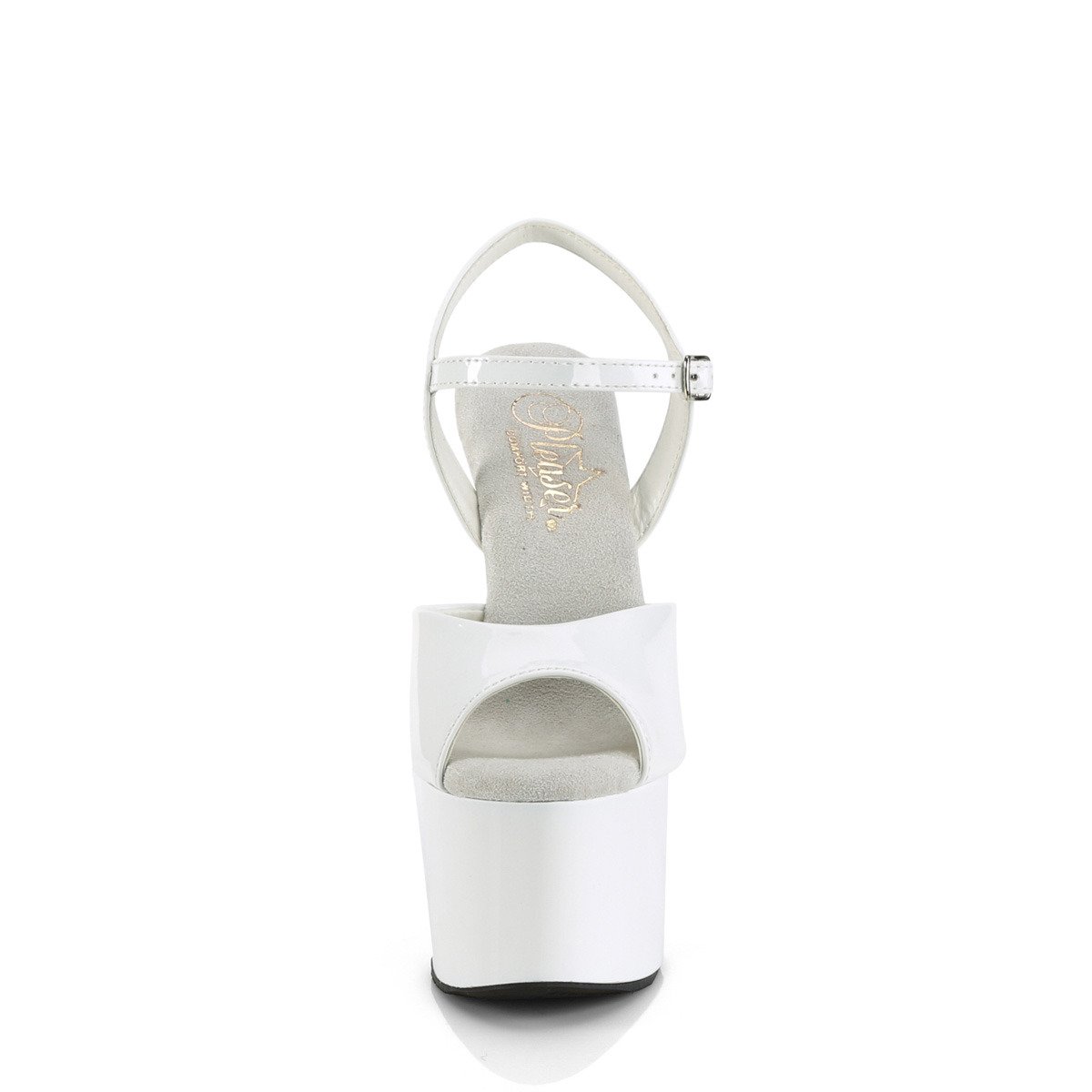 Pleaser Passion-709 W/M - Lesklé bílé sandály na vysoké platformě