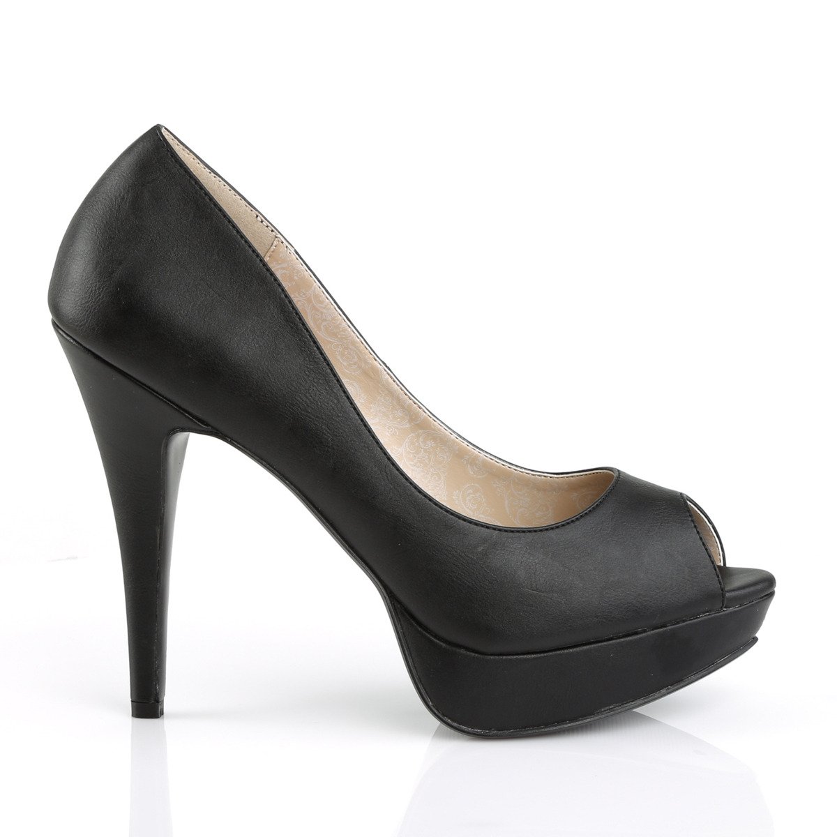 Pleaser Pink Label Chloe-01 BPU - Černé lodičky s otevřenou špičkou na platformě s vysokými podpatky