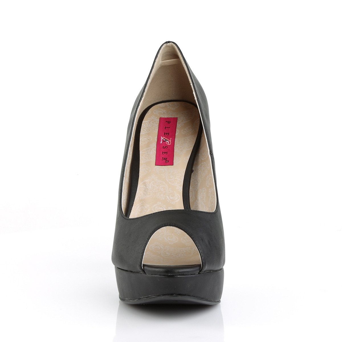 Pleaser Pink Label Chloe-01 BPU - Černé lodičky s otevřenou špičkou na platformě s vysokými podpatky