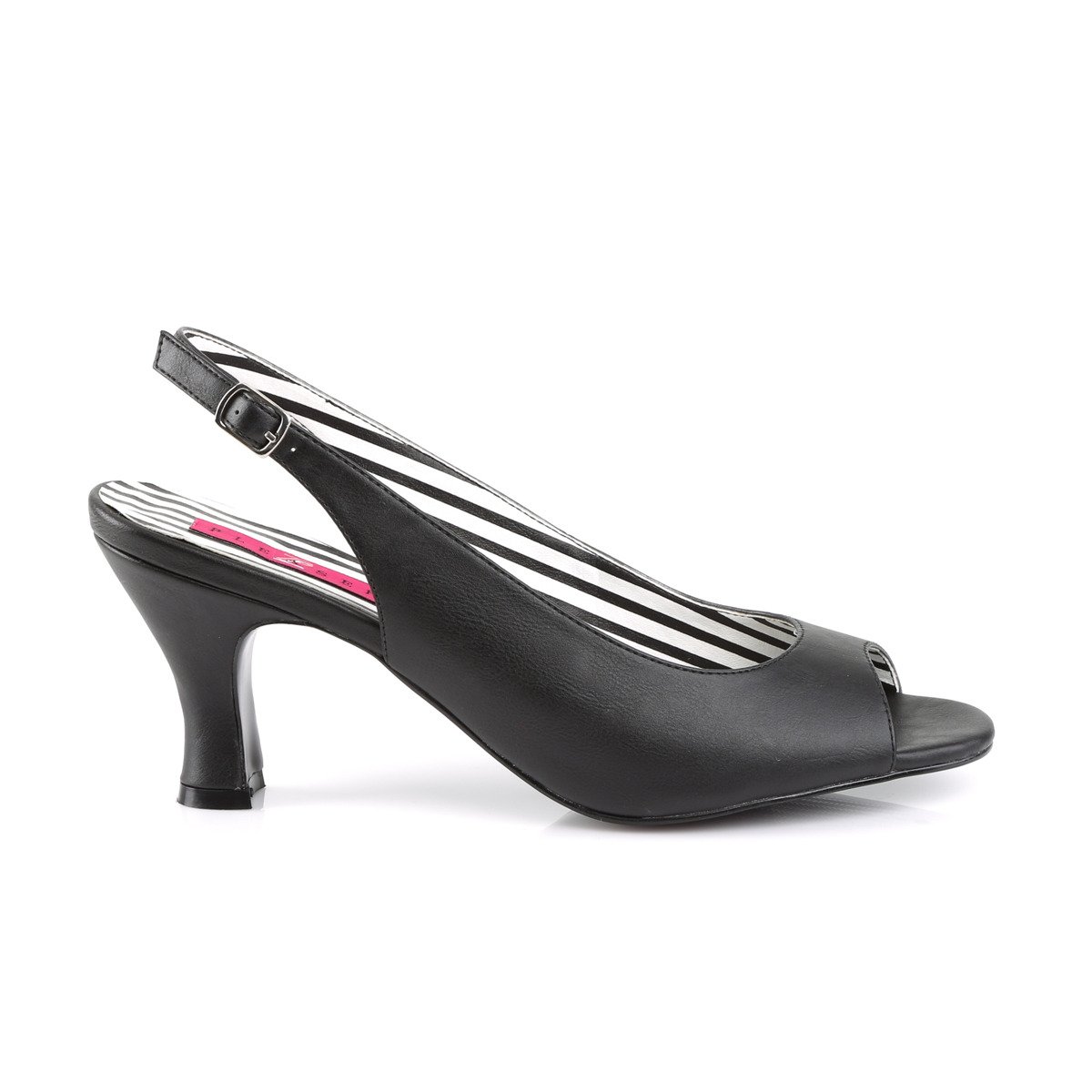Pleaser Pink Label Jenna-02 BPU - Černé lodičky s otevřenou špičkou a volnou patou s širokými podpatky