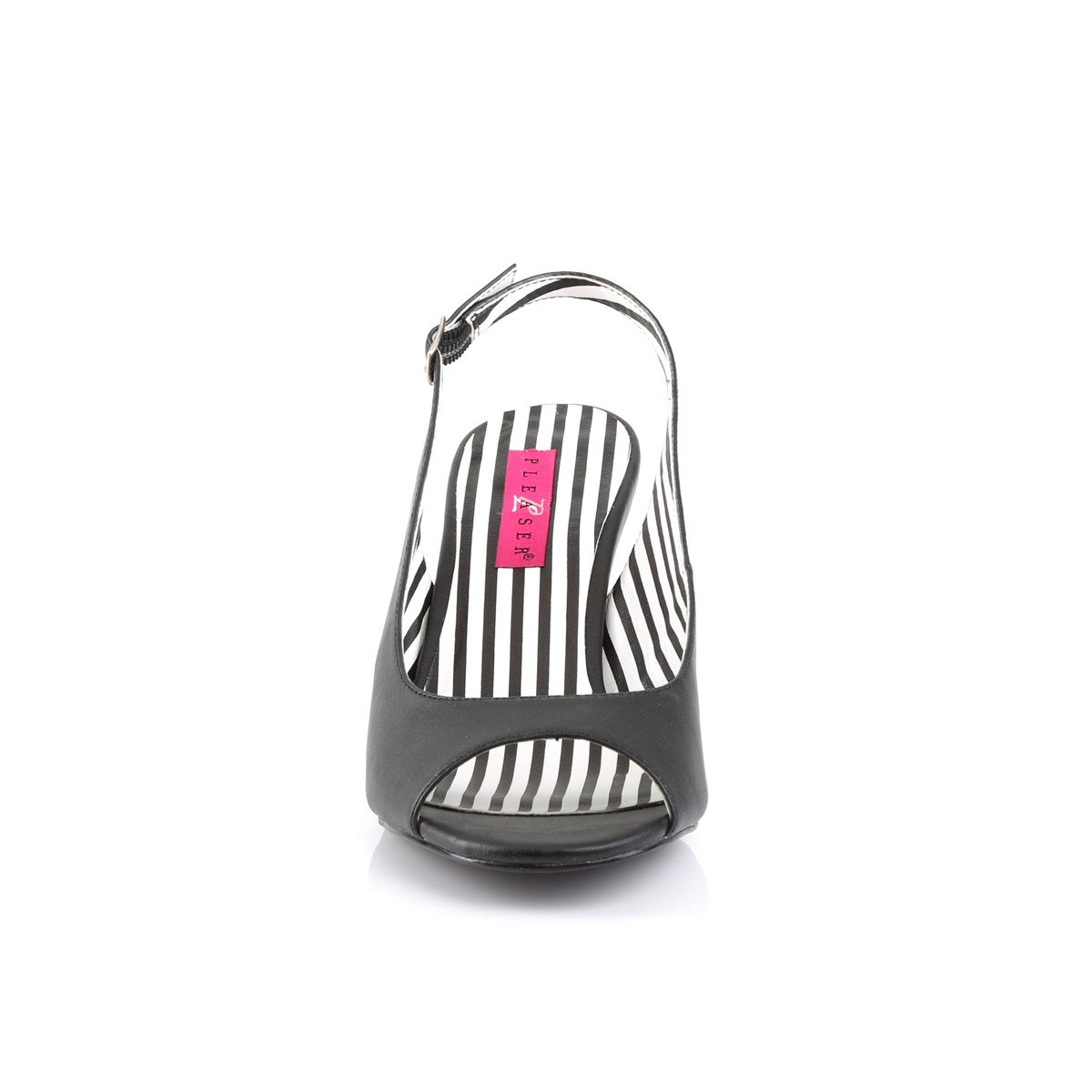 Pleaser Pink Label Jenna-02 BPU - Černé lodičky s otevřenou špičkou a volnou patou s širokými podpatky