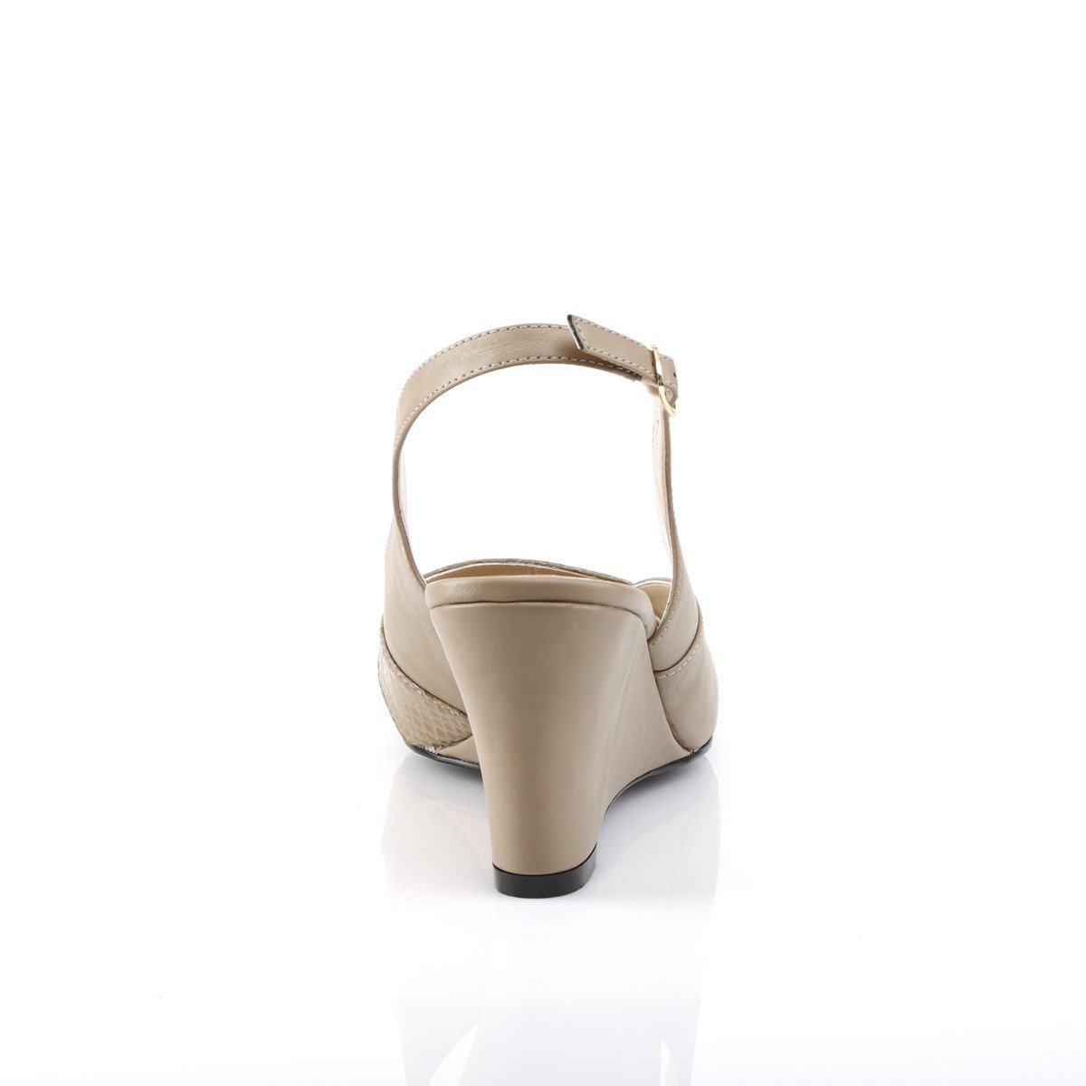 Pleaser Pink Label Kimberly-01SP TPPU - Béžové lodičky s otevřenou špičkou a volnou patou s klínkem