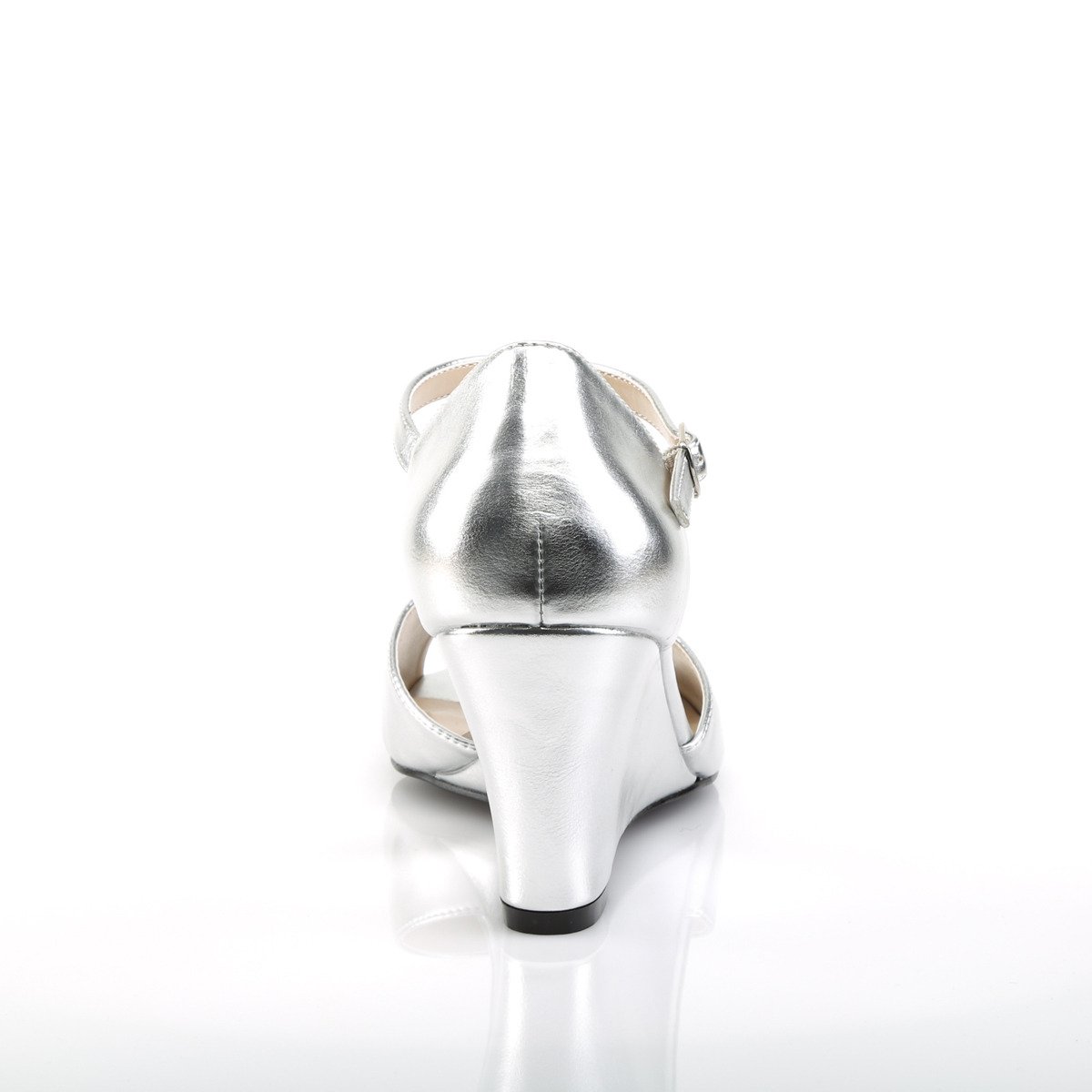 Pleaser Pink Label Kimberly-05 SPU - Stříbrné sandály s klínkem