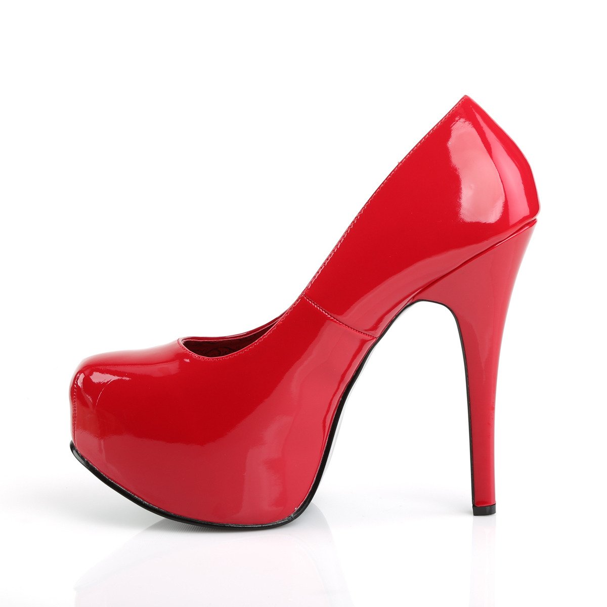 Pleaser Pink Label Teeze-06W R - Lesklé červené lodičky na platformě s vysokými podpatky