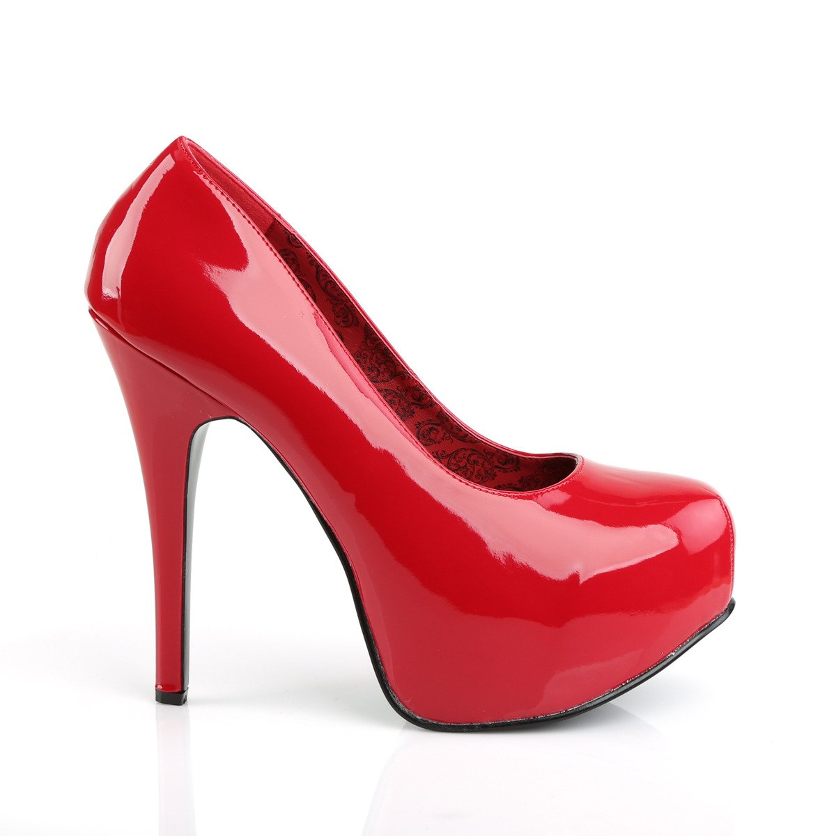 Pleaser Pink Label Teeze-06W R - Lesklé červené lodičky na platformě s vysokými podpatky