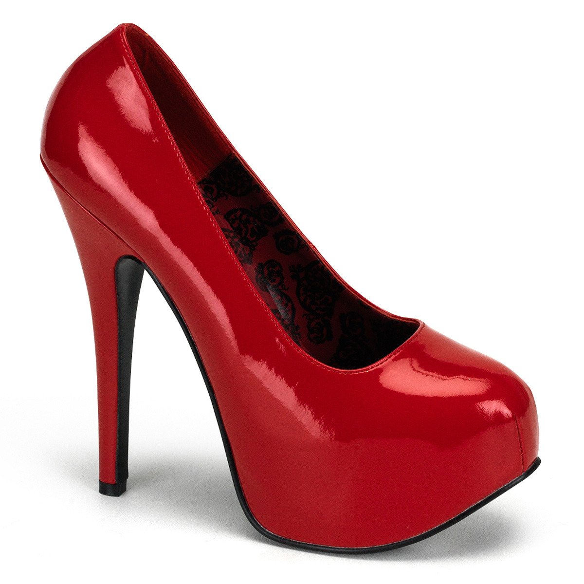 Pleaser Pink Label Teeze-06W R - Lesklé červené lodičky na platformě s vysokými podpatky