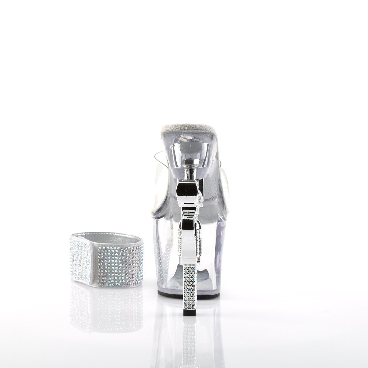 Pleaser Revolver-712 C/M - Průhledné sandály na vysoké platformě