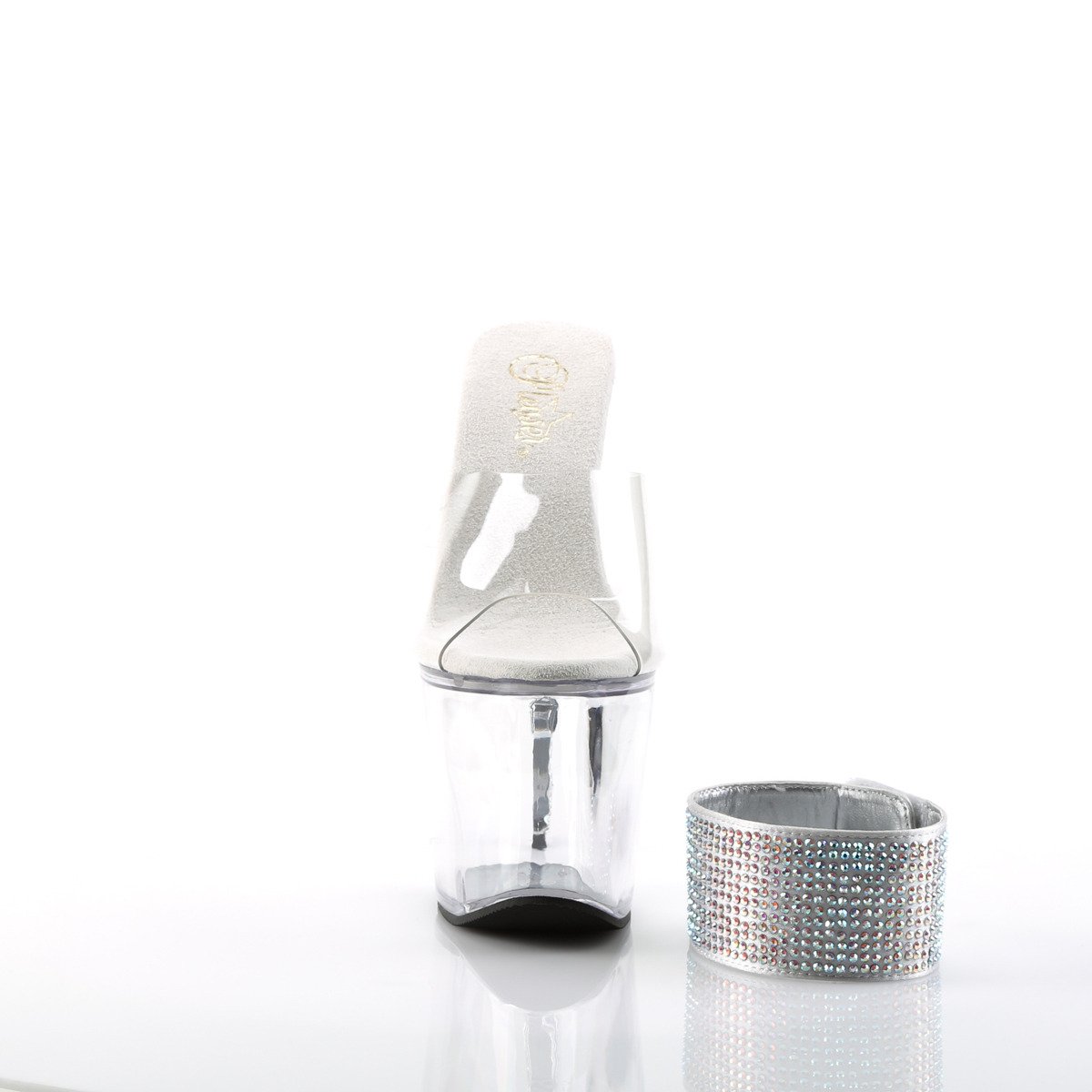 Pleaser Revolver-712 C/M - Průhledné sandály na vysoké platformě