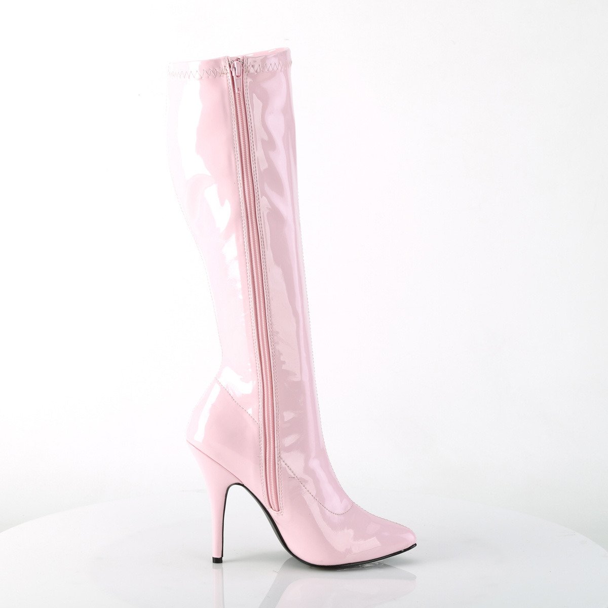 Pleaser Seduce-2000 BP - Lesklé růžové kozačky na vysokém podpatku
