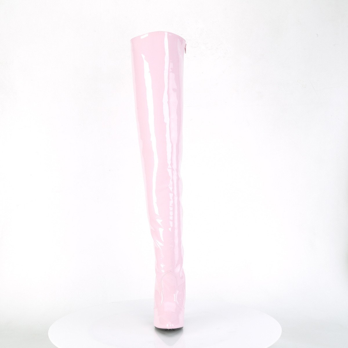 Pleaser Seduce-3010 BP - Lesklé růžové kozačky nad kolena na vysokém podpatku