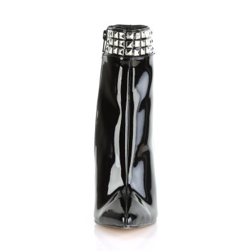 Pleaser Sexy-1006 B - Lesklé černé kotníkové kozačky na vysokém podpatku