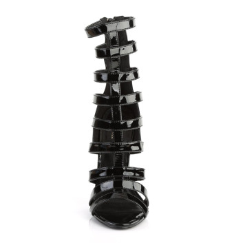 Pleaser Sexy-52 B - Lesklé černé páskové sandály na vysokém podpatku
