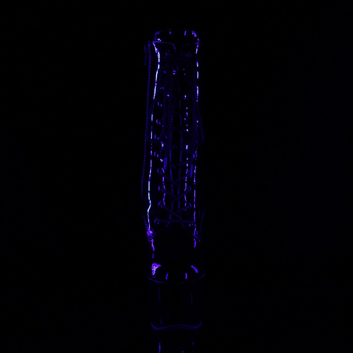 Pleaser Sky-1020TT B/B-NHP - Lesklé černé kotníkové kozačky na vysoké platformě