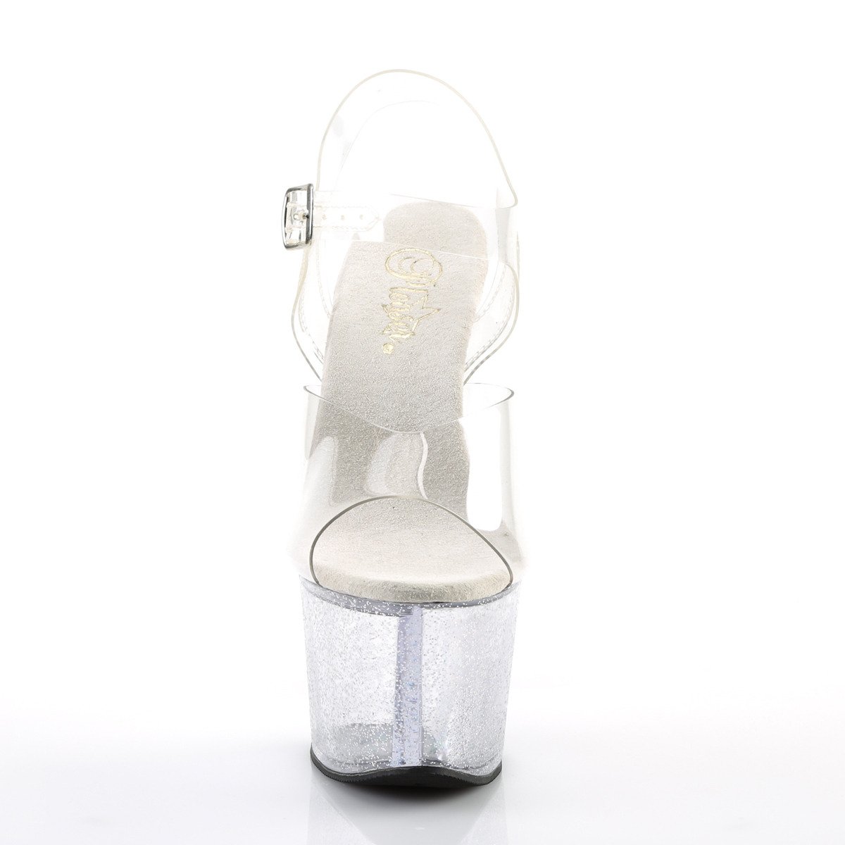Pleaser Sky-308MG C/M - Průhledné sandály na vysoké platformě