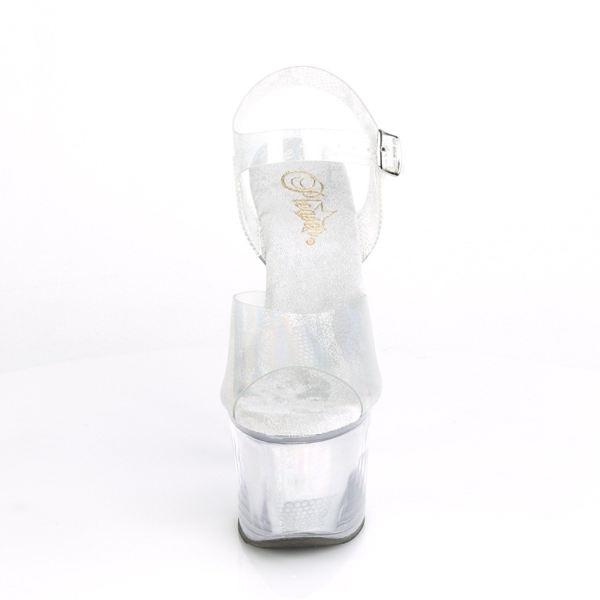 Pleaser Sky-308N SHGTPU/M - Stříbrné sandály na vysoké platformě