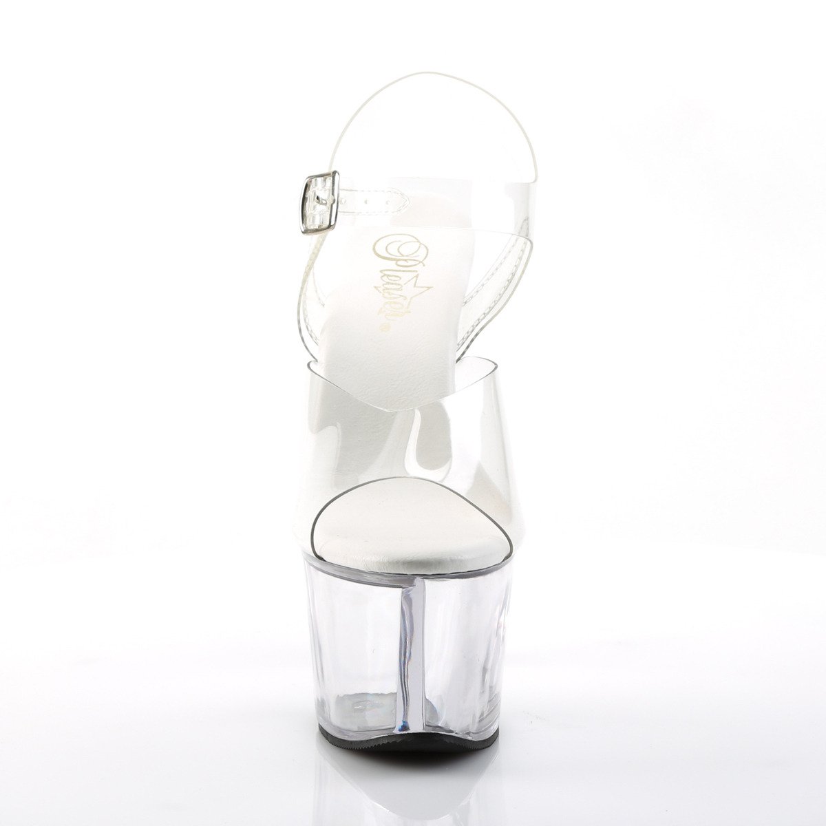 Pleaser Sky-308VL C/M - Průhledné sandály na vysoké platformě