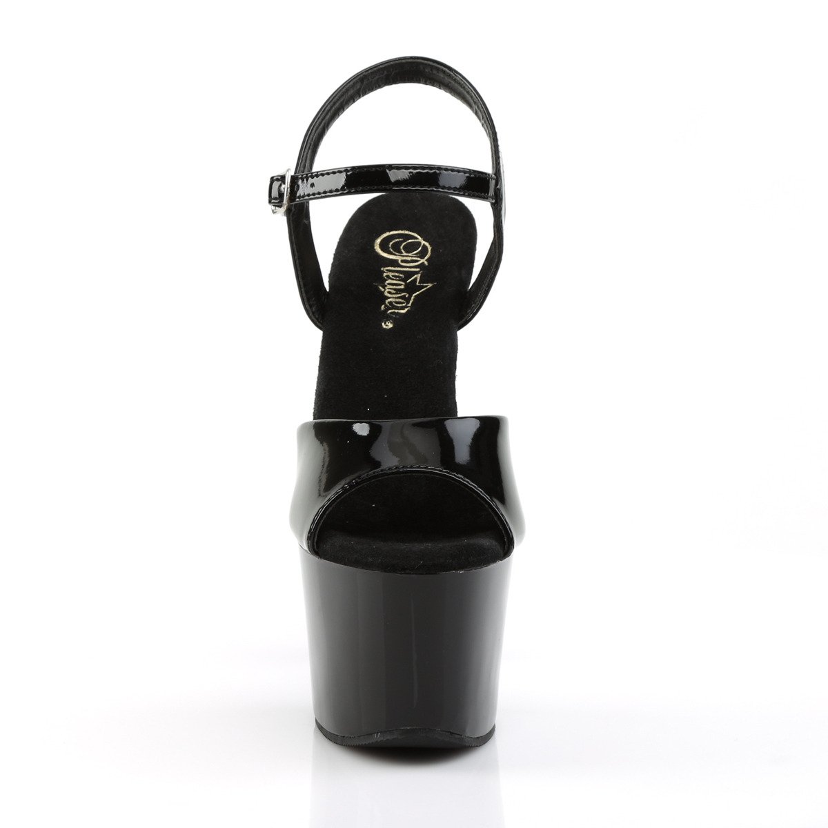 Pleaser Sky-309 B/M - Lesklé černé sandály na vysoké platformě