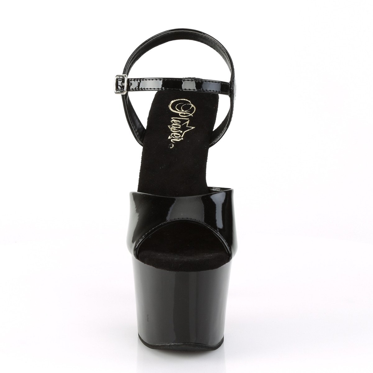Pleaser Sky-309CRS B/B-RRS - Lesklé černé sandály na vysoké platformě