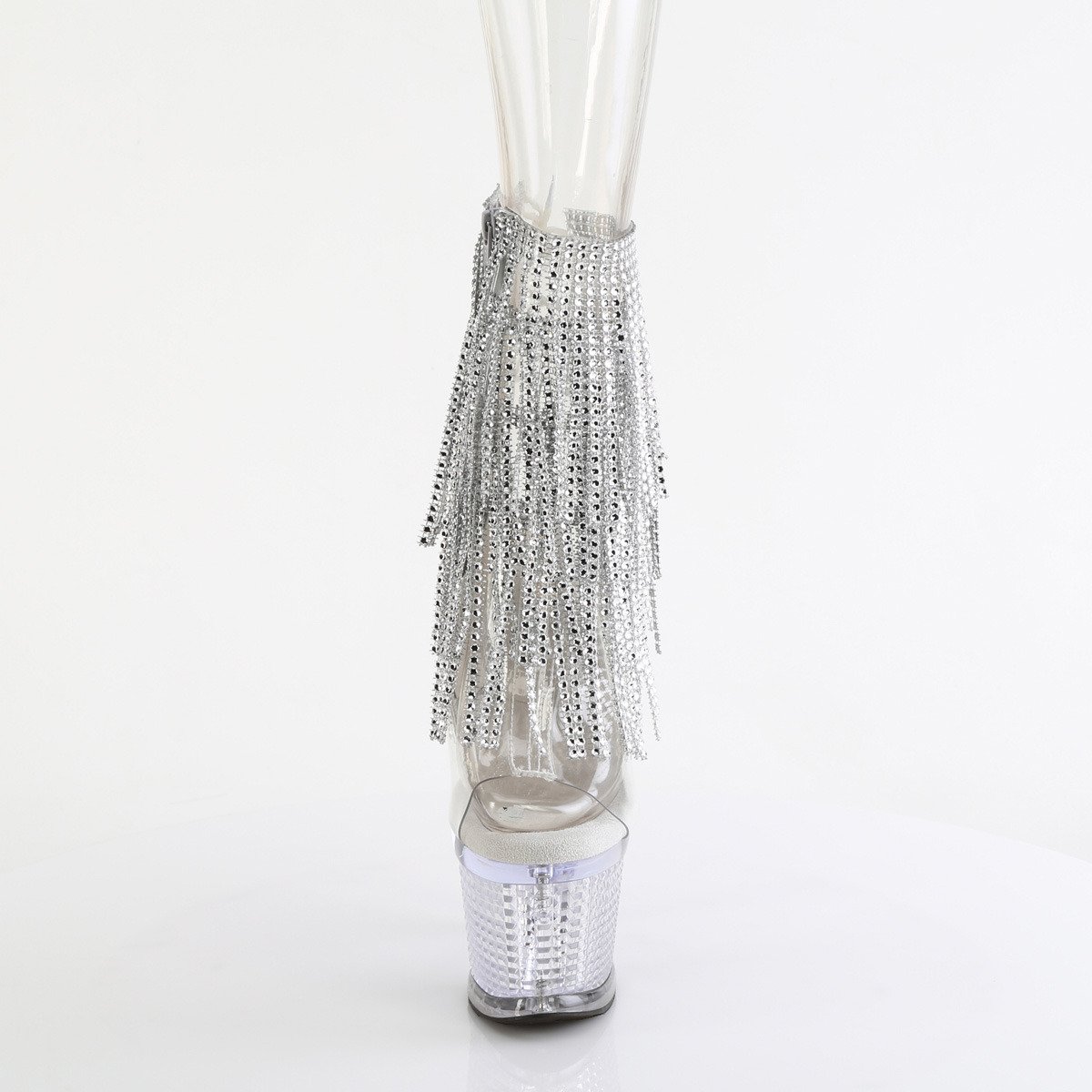 Pleaser Spectator-1017RSF C-S/C - Průhledné boty s páskem přes kotník na vysoké platformě