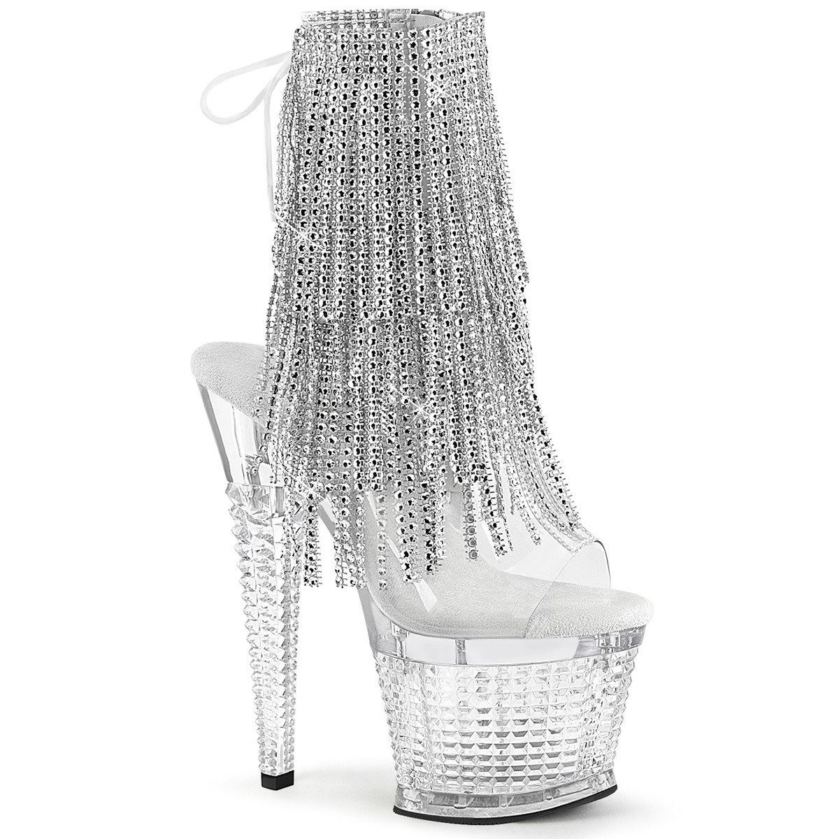 Pleaser Spectator-1017RSF C-S/C - Průhledné boty s páskem přes kotník na vysoké platformě