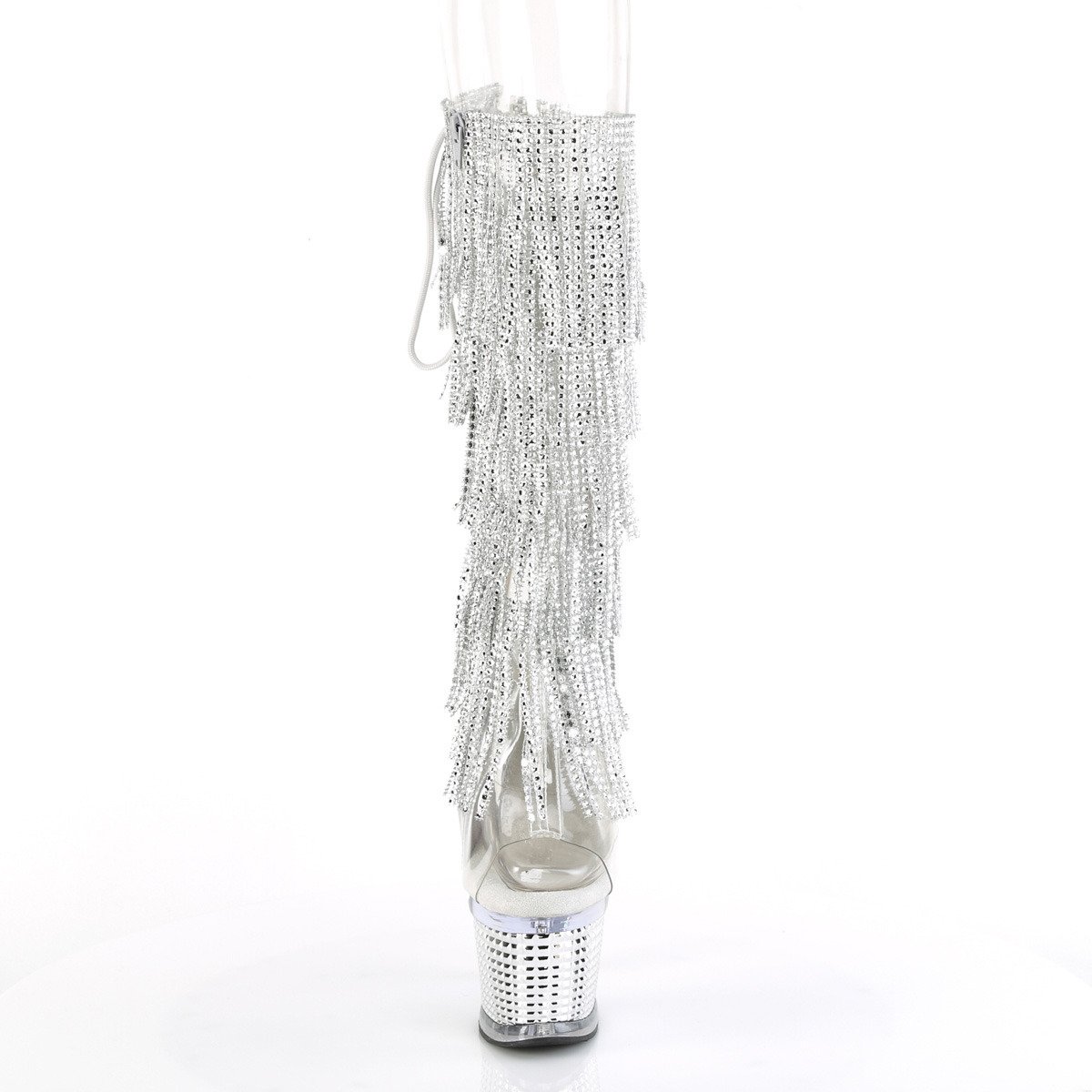 Pleaser Spectator-2017RSF C-S/CSCH - Průhledné kozačky s otevřenou špičkou na vysoké platformě