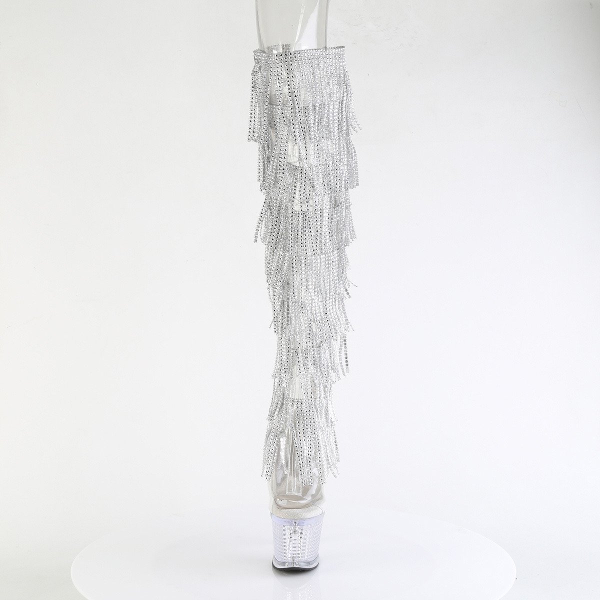 Pleaser Spectator-3019C-RSF C-S/C - Průhledné kozačky s otevřenou špičkou na vysoké platformě