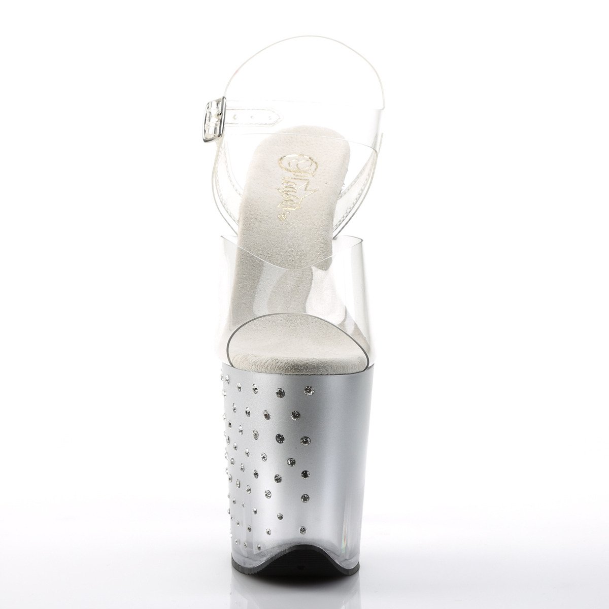 Pleaser Stardust-808T C/S - Průhledné sandály na vysoké platformě