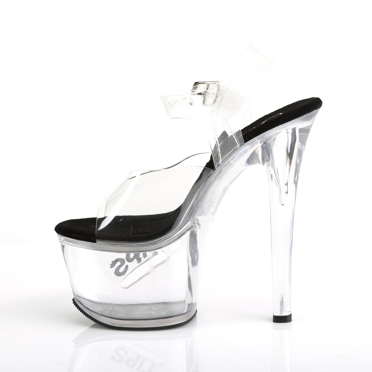 Pleaser Tipjar-708-5 C/BG - Průhledné sandály na vysoké platformě