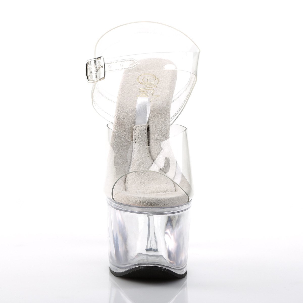 Pleaser Treasure-708 C/M - Průhledné sandály na vysoké platformě