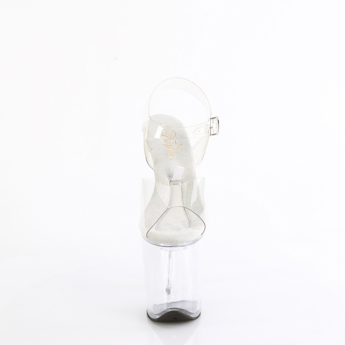 Pleaser Treasure-808FLA C/M - Průhledné sandály na vysoké platformě