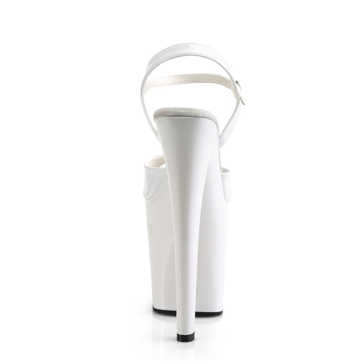 Pleaser Xtreme-809 W/M - Lesklé bílé sandály na vysoké platformě