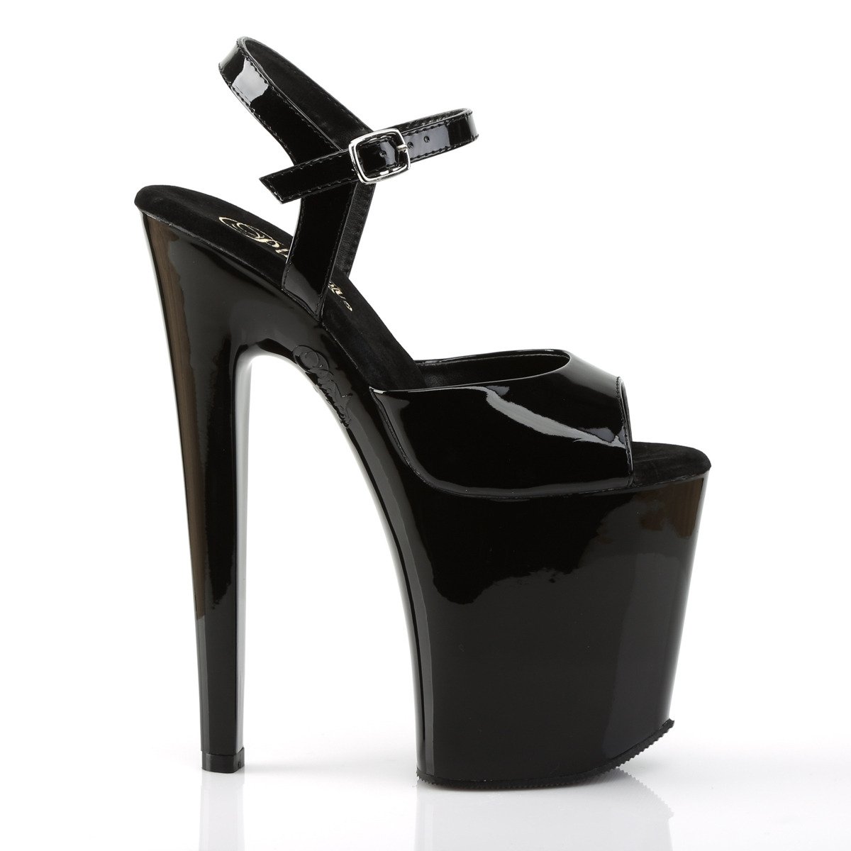 Pleaser Xtreme-809 B/M - Lesklé černé sandály na vysoké platformě