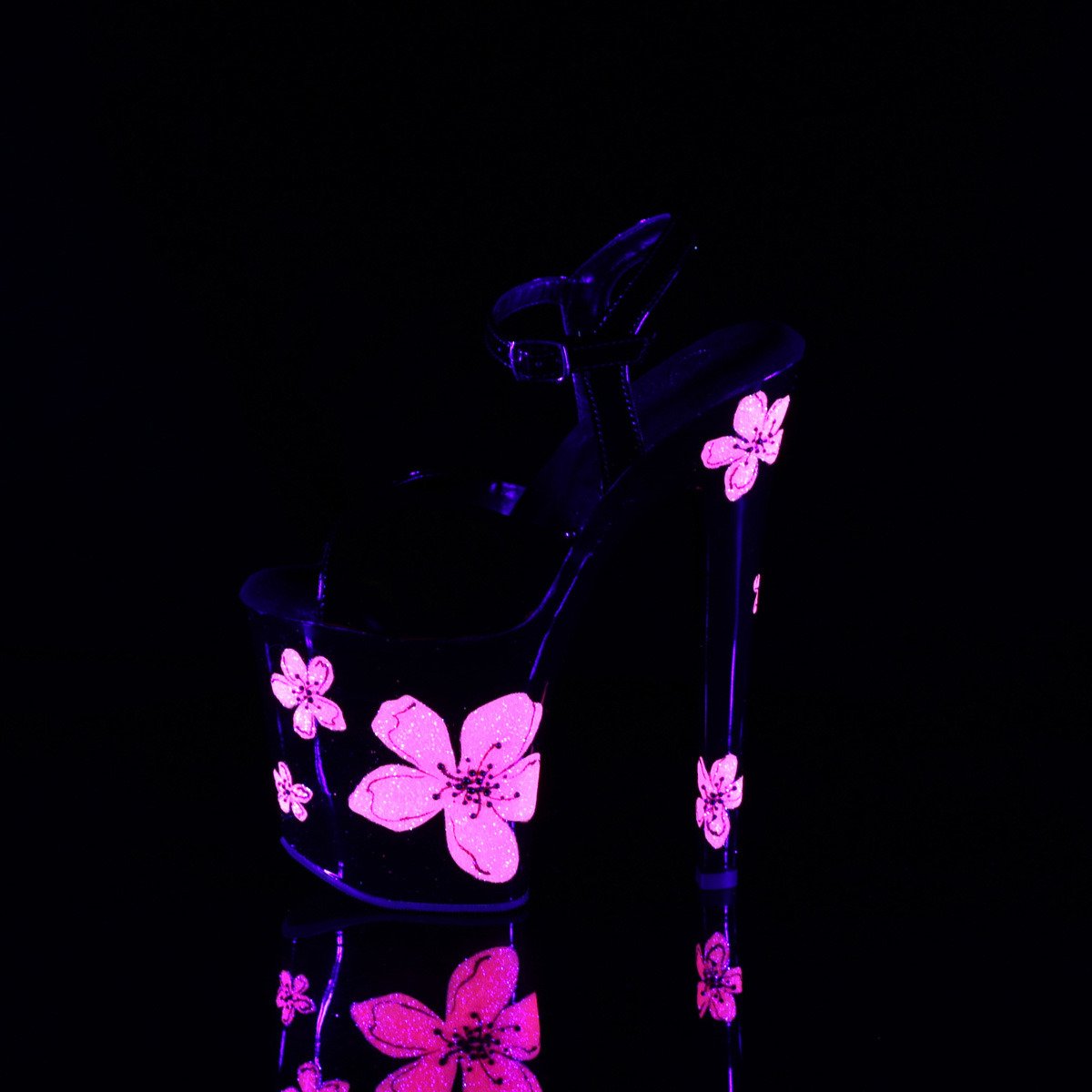 Pleaser Xtreme-809HB B/B-NPNK - Lesklé černé sandály na vysoké platformě