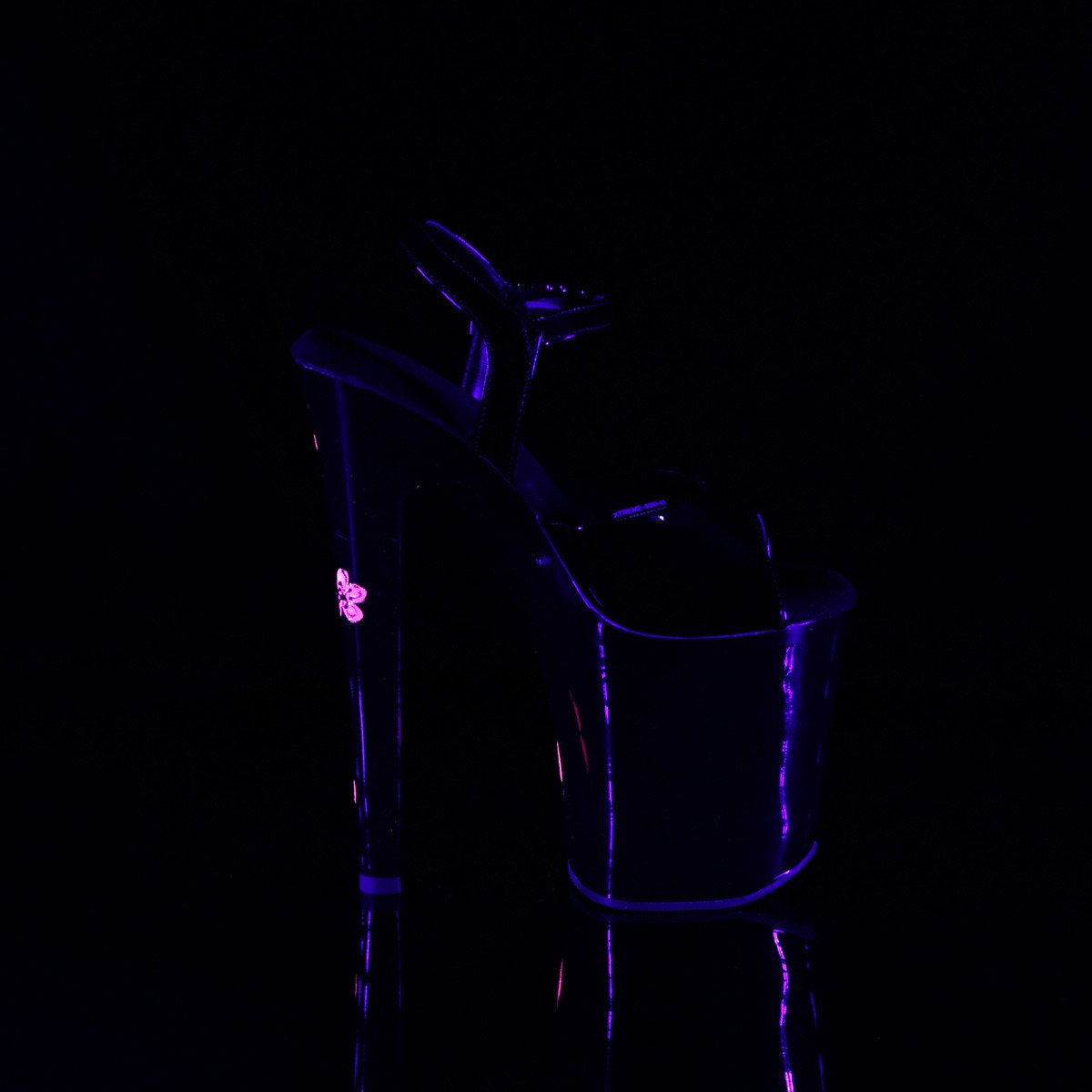 Pleaser Xtreme-809HB B/B-NPNK - Lesklé černé sandály na vysoké platformě