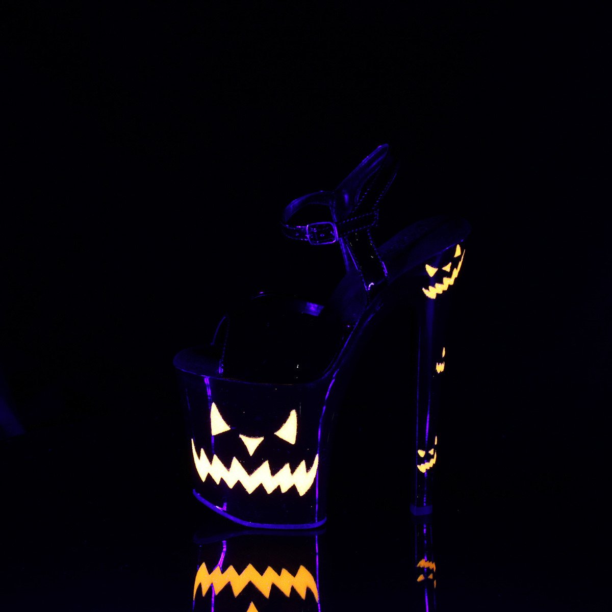 Pleaser Xtreme-809JOL B/B-NOG - Lesklé černé sandály na vysoké platformě