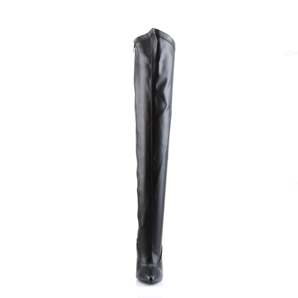 Devious Dagger-3060 B/PU - Černé kozačky nad kolena na vysokém podpatku