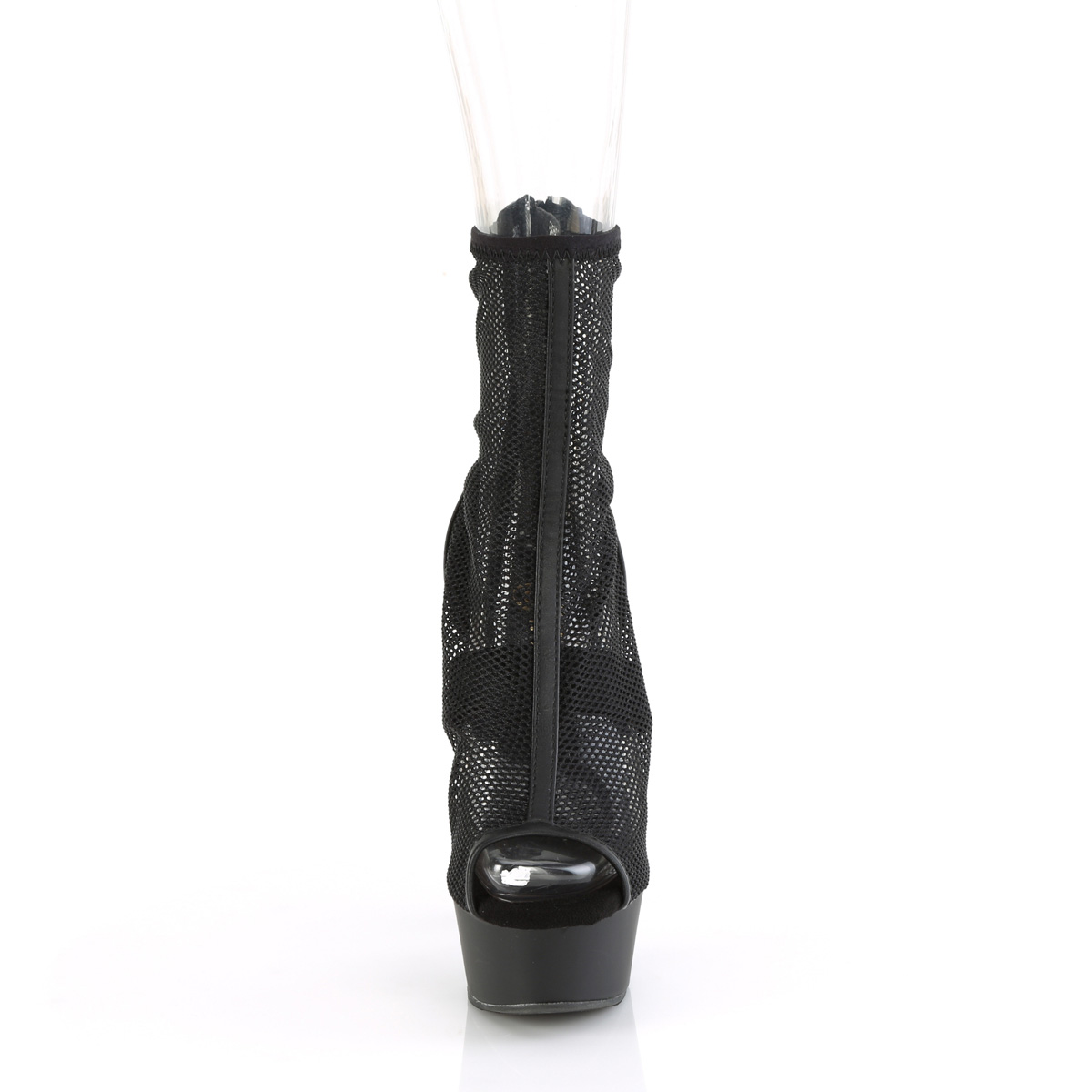 Pleaser Delight-1006 BPU/M - Černé letní kozačky na platformě s vysokými podpatky