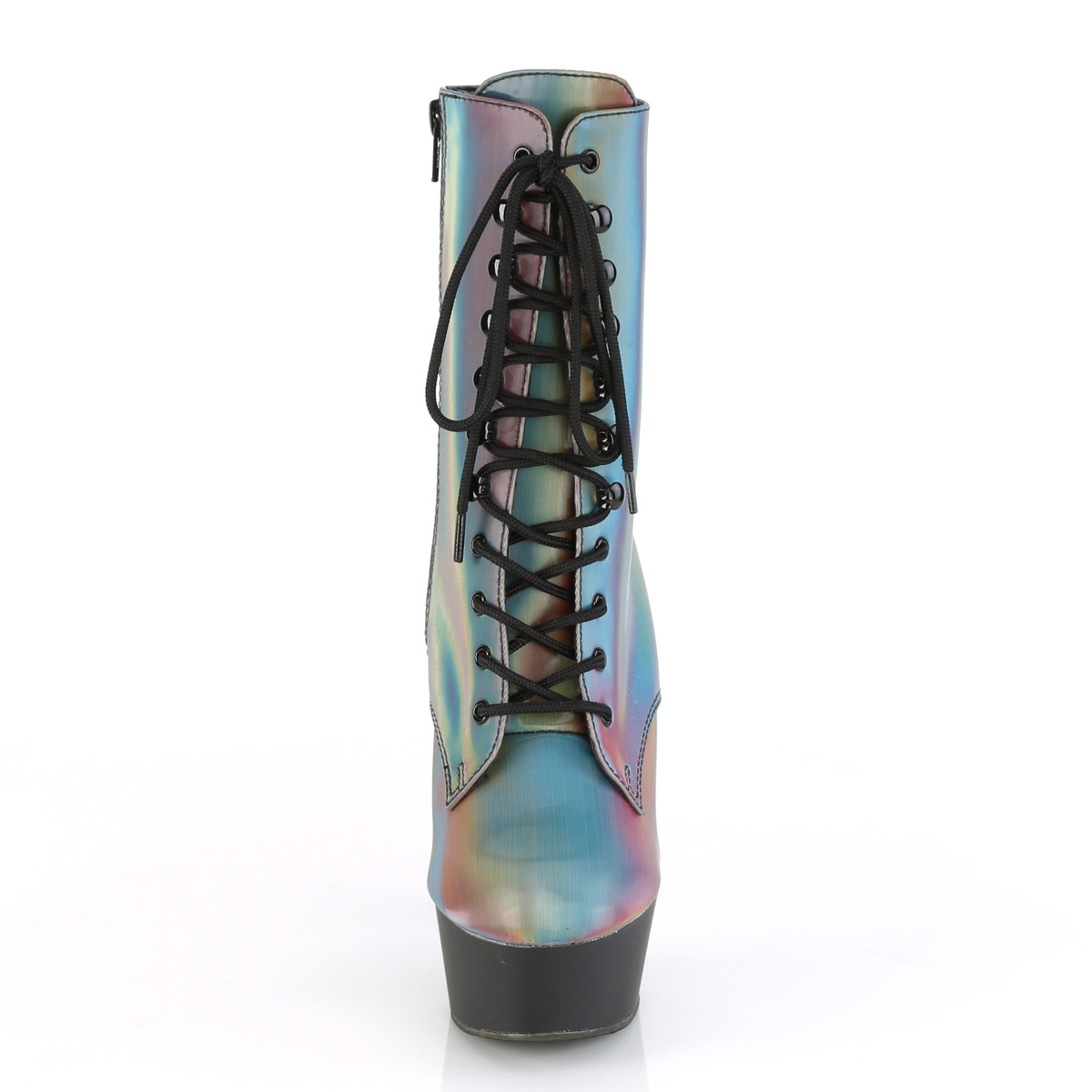 Pleaser Delight-1020REFL RBOW/B - Vícebarevné kotníkové kozačky na platformě s vysokými podpatky