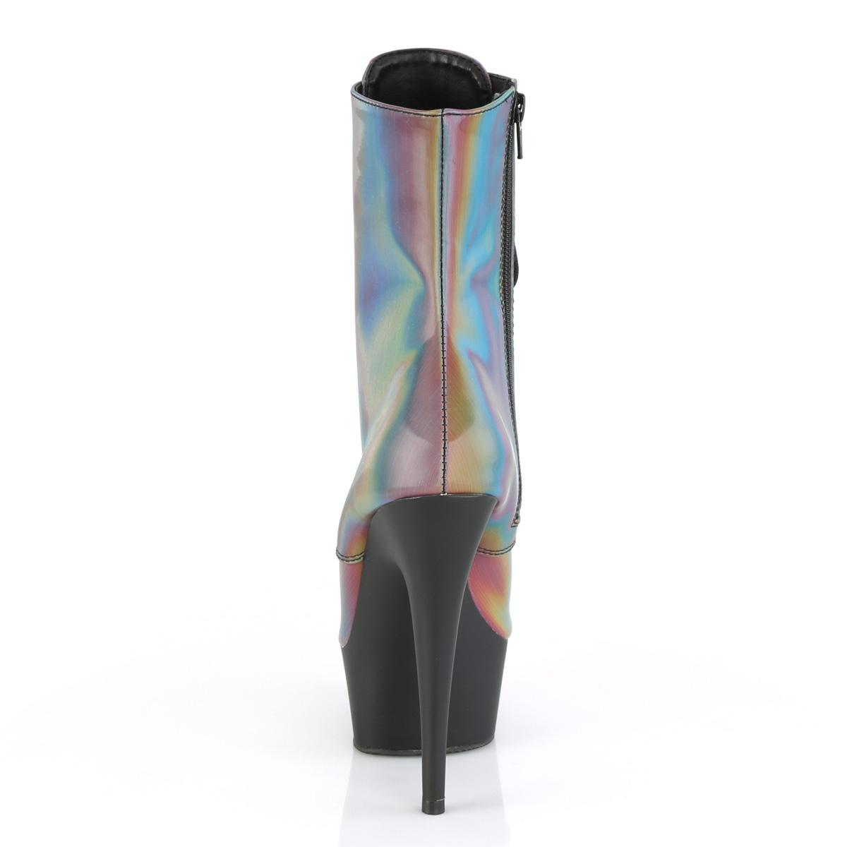 Pleaser Delight-1020REFL RBOW/B - Vícebarevné kotníkové kozačky na platformě s vysokými podpatky